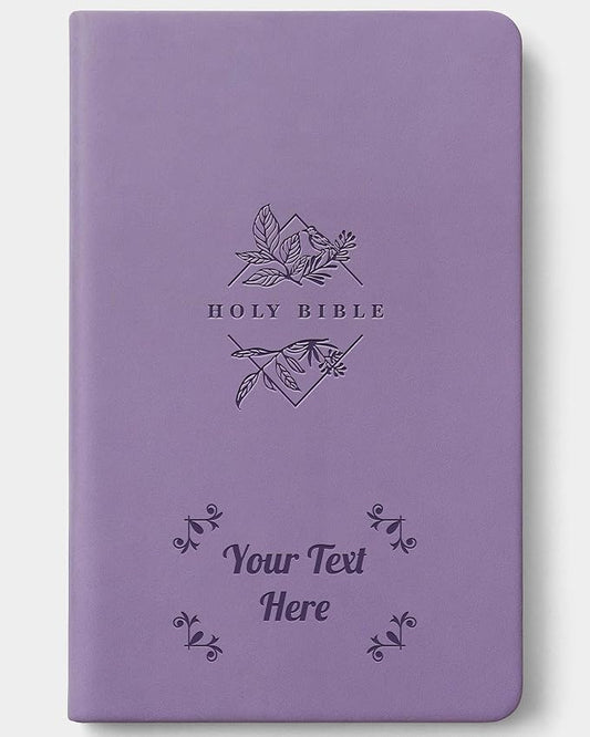 Personalized NLT Bible with Engraved Name, Lavender Large Print Premium Value Thinline, Faux Leather, New Living Translation