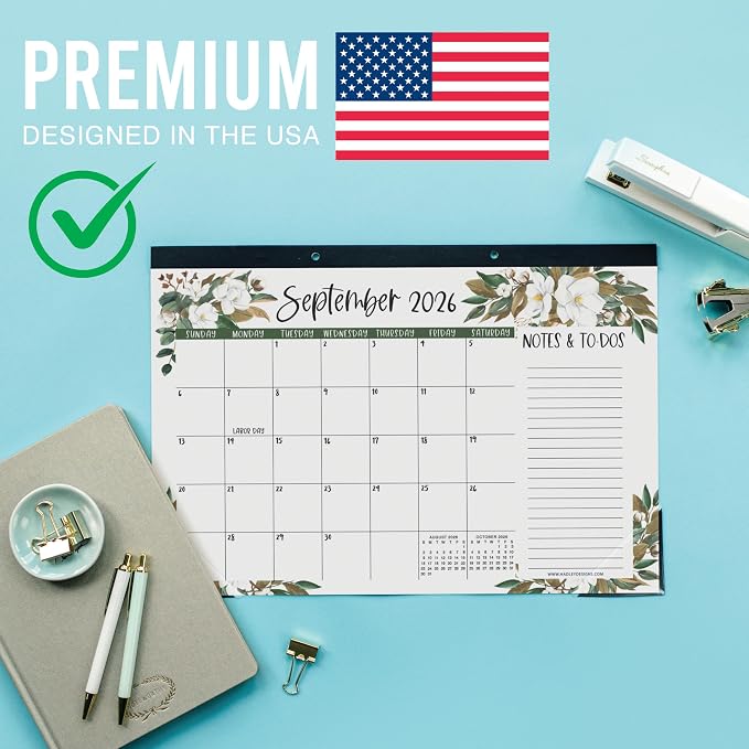 Hadley Designs Large Teacher Desk Calendar 2026-2027 - Desktop Calendar 2026, 18-Month Desk Calendars for Home, Office & Classroom, Cute Classroom Must Haves, Teacher Appreciation Gifts