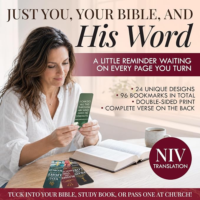 96 Bible Bookmarks with Bible Verses – Multiple Designs – Inspirational Christian Bookmarks for Women & Men – Bible Book Markers for Classroom, Bible Study, Church Supplies