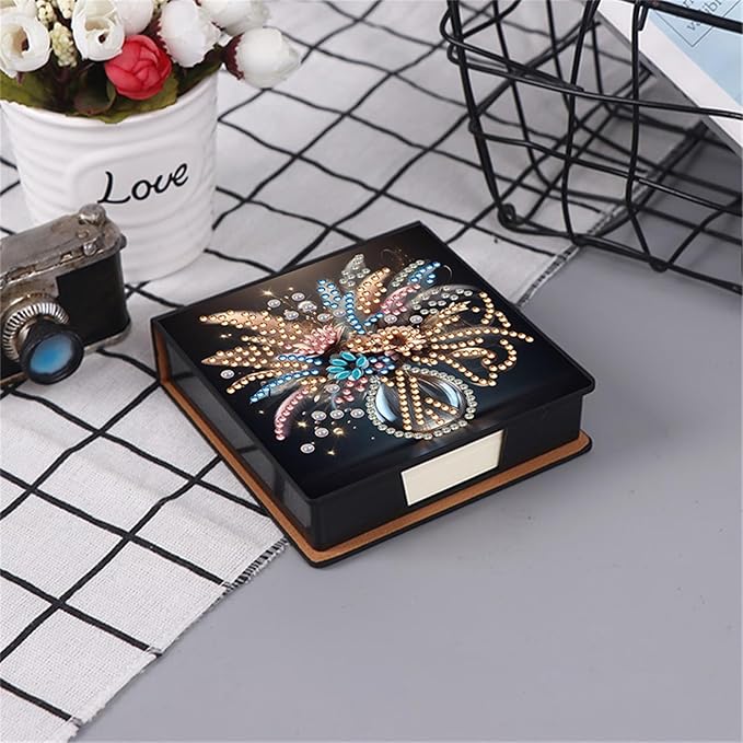 Vase Diamonds Painting Kit Note Box,Memo Paper Storage Box Diamond Art,Sticky Note Holder Diamond Art,Diamond Painting Memo Pad For Office Desk. (Vase)
