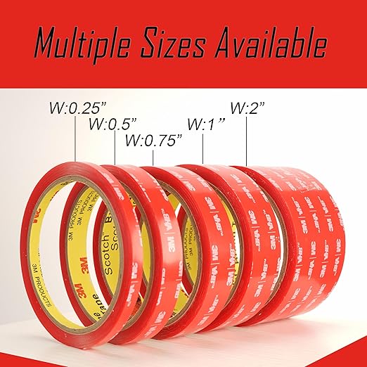 3M Clear Double Sided Tape Heavy Duty Made of VHB 4905 3/4 inch x 10 ft, Ultra Thin Strong Adhesive for Electronics, Glass, Automotive Emblem Mounting