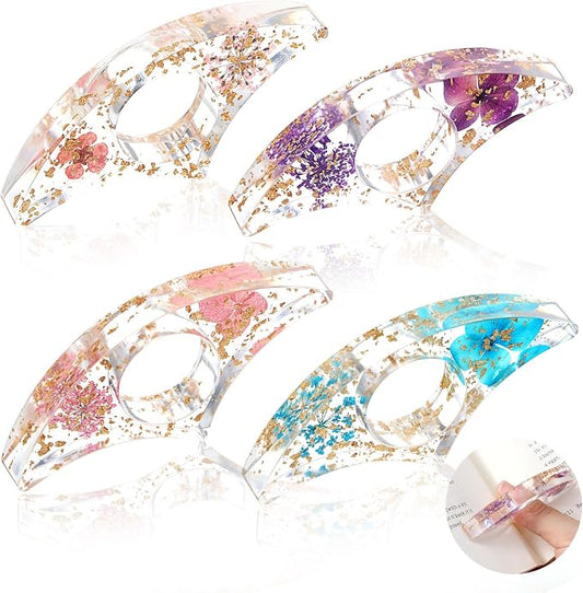 4 Pcs Thumb Book Page Holder, Dried Flower Resin Finger Ring Opener Bookmark, Book Lovers Gifts for Reading, Bookworms, Teachers, Best Friend, Student, Handmade Reading Books Accessories