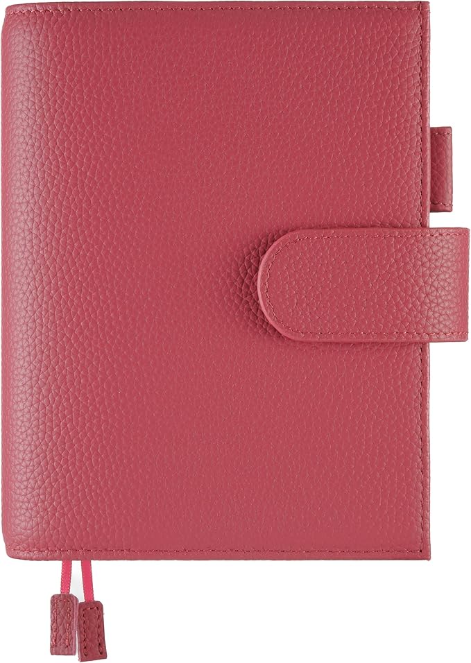 A6 Genuine Leather Techo Notebook Cover Compatible with Hobonichi Original Stalogy Midori MD with 5 Card Slots Pen Loop Bookmarks Back Pocket