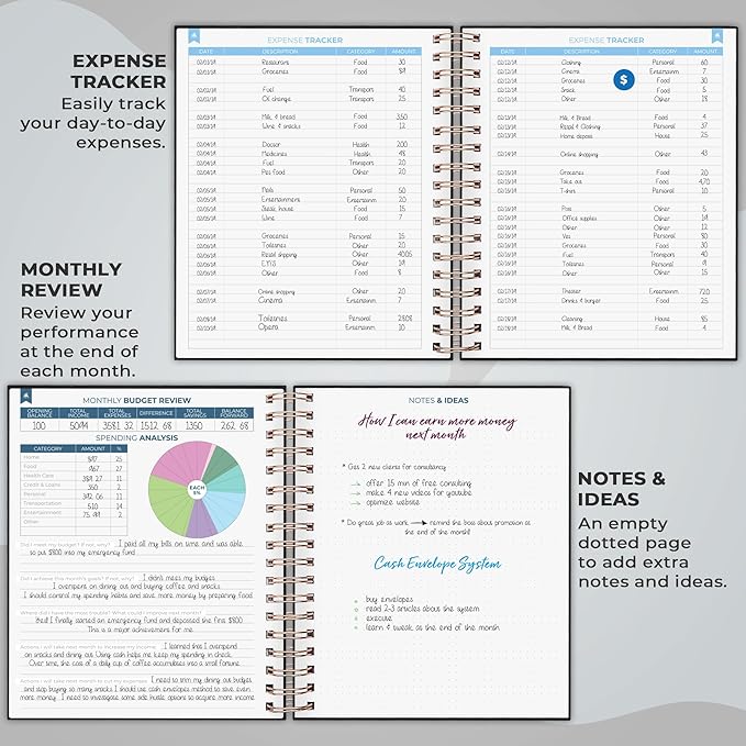 Clever Fox Budget Planner – Coiled Finance Book, Monthly Financial Journal, Budgeting Organizer & Expense Tracker Notebook, 8.5x9.5″ (Black)