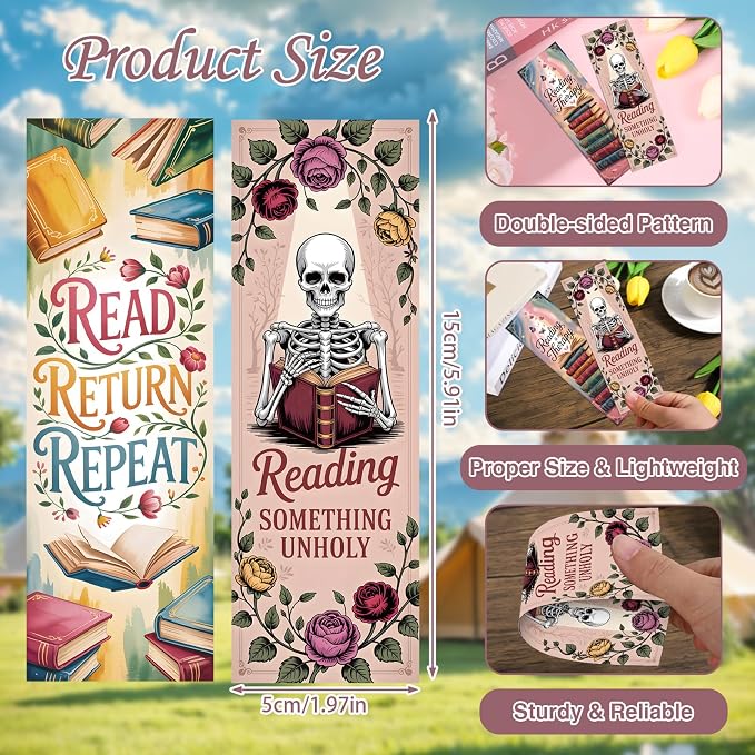 Book Lover Bookmarks Gifts - 100 Pcs Vintage Reading Bookmark Retro Floral Reader Double-Sided Page Markers Clips Book Mark for Women Men Student Teacher Bookish Bookworm Party Supplies
