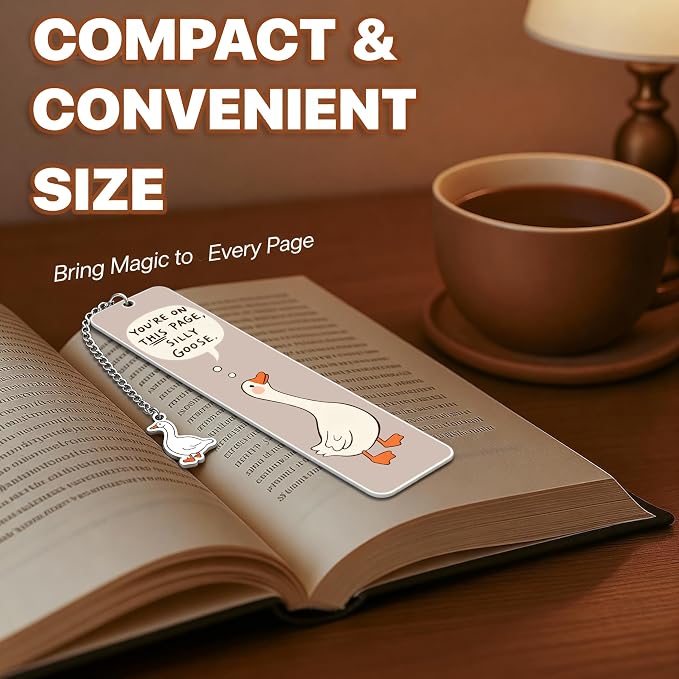 Light Brown Cute Bookmark for Women Silly Goose Gift Metal Bookmark for Students, Teachers, and Readers Funny Bookmarks Gift Page Markers Study Stationery, Office Supplies (Light Brown)