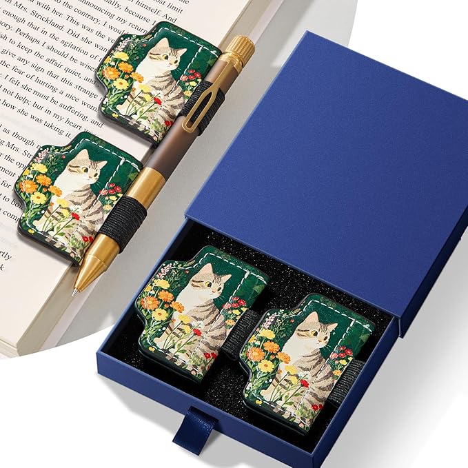 2 Pcs Cat Magnetic Bookmarks with Gift Box,Book Leather Markers for Women, Book Marks Cute Bookmarks for Women, Cute Magnetic Bookmarks for Women, Book Marks for Reading Women