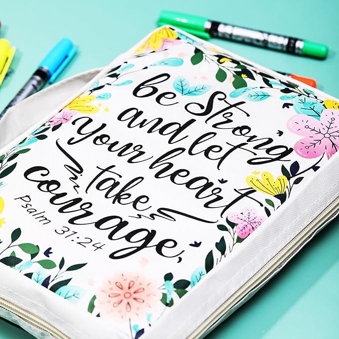 Mr. Pen- Bible Cover Case, Carrying Book Case with Durable Handle, Bible Protective Church Bag for Men & Women, Christian Gifts, Spring Blooms