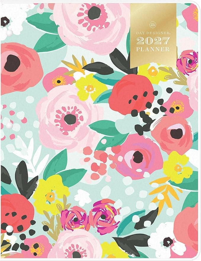 Blue Sky Day Designer 2027 Monthly Planner Calendar, January 2027 - December 2027, 8.5" x 11", Clear Flexible Cover, Stapled Binding, Secret Garden Mint