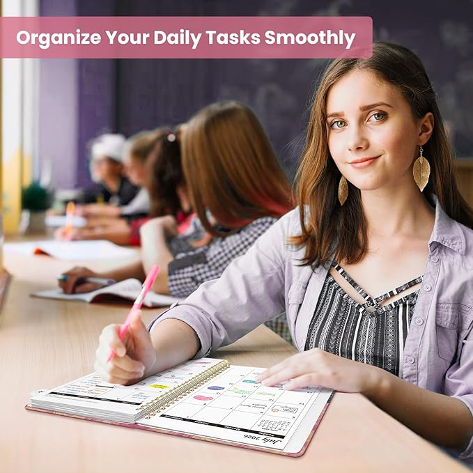 Planner 2026-2027, Monthly and Weekly Academic Planner July 2026 - June 2027, Hardcover Student Teacher Planning Agenda Calendar Book with Tabs, Perfect for Office School Supplies, A5 (6.3" x 8.5") - Whirling Skies