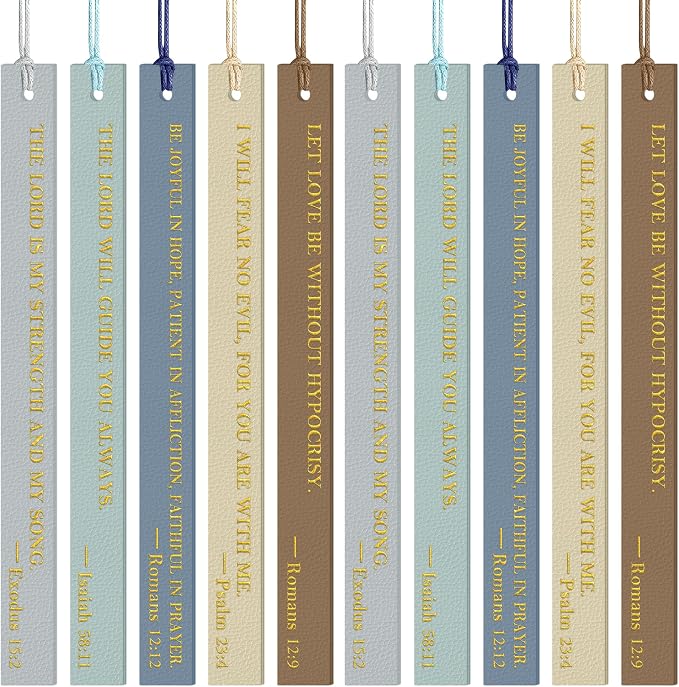 20PCS Leather Bookmark Bible Bookmarks for Reading Women Men Book Lovers Christian Gifts,Cute Page Markers Book Marks Religious Christian Bookmarks Inspirational Bible Verse Scripture (Cool-Toned-1)