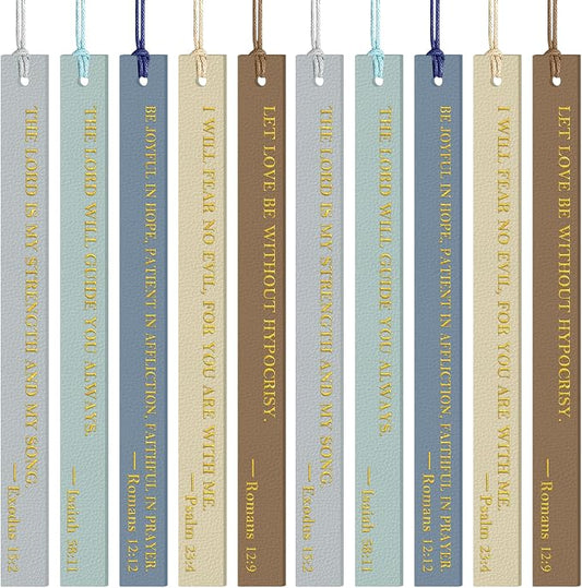 20PCS Leather Bookmark Bible Bookmarks for Reading Women Men Book Lovers Christian Gifts,Cute Page Markers Book Marks Religious Christian Bookmarks Inspirational Bible Verse Scripture (Cool-Toned-1)