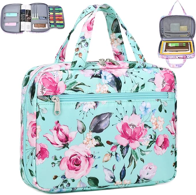 Octsky Bible Cover Case for Women Bible Organizer Book Carrying Bag for Medium and Large Bibles, Floral Lake