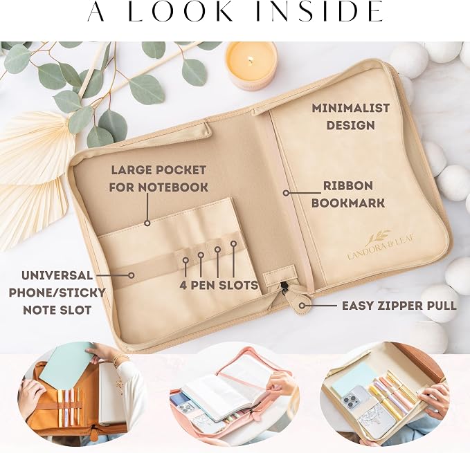 Bible Cover Case for Women - Minimalist Design Debossed Bible Case, Large Bible Covers for Women – Bible Accessories (BeigeGold)