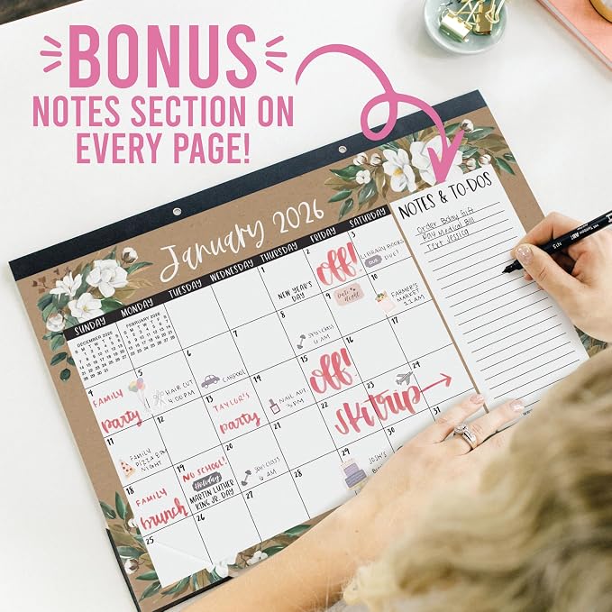 Hadley Designs Large Teacher Desk Calendar 2026-2027 - Desktop Calendar 2026, 18-Month Desk Calendars for Home, Office & Classroom, Cute Classroom Must Haves, Teacher Appreciation Gifts