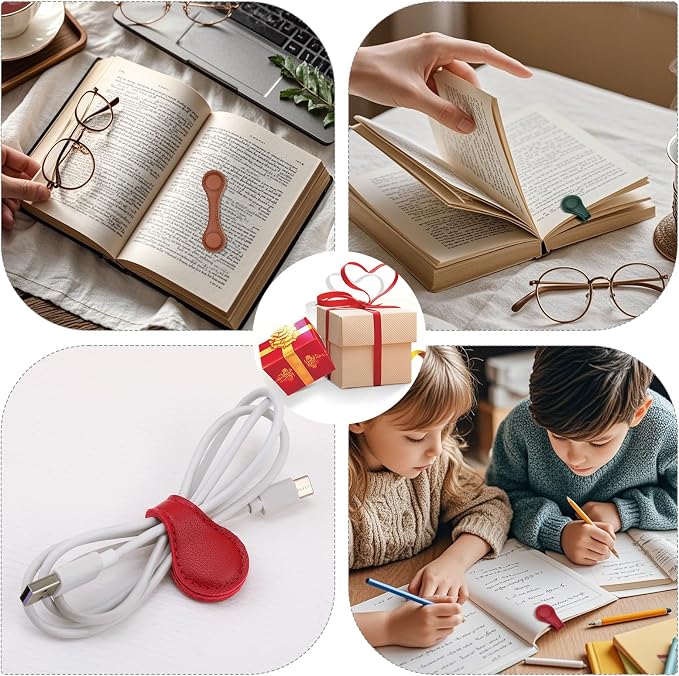 2PCS Magnetic Bookmarks, Leather Magnetic Bookmarks for Women Men, Double-Sided Magnetic Book Mark Clip for Book Lovers Readers Teachers Students