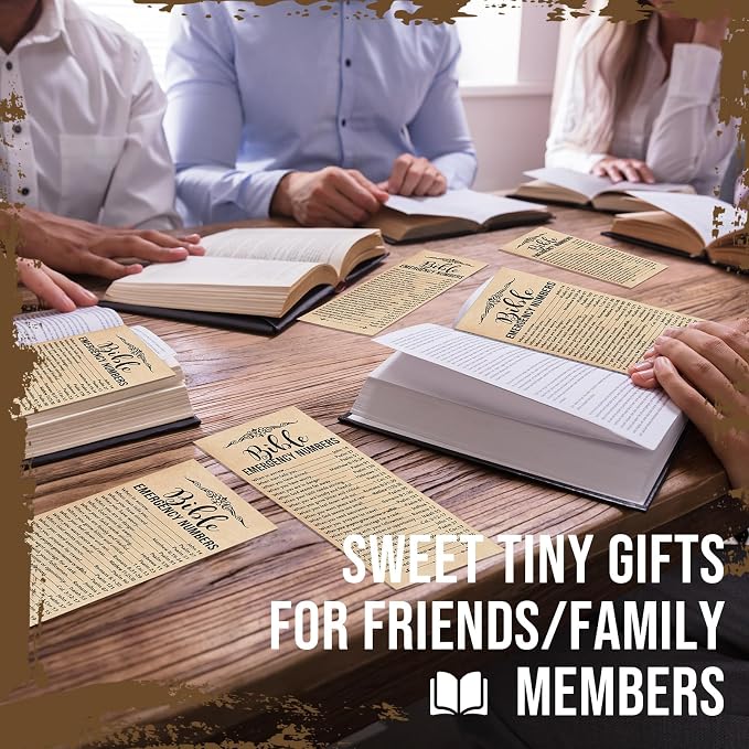 Motiskyy 200 Set Christian Bible Verse Gifts Bulk Emergency Numbers Bookmarks Religious Scripture Church Welcome Card for Sunday School Coworker Staff Boss Appreciation Gift(Retro Color)