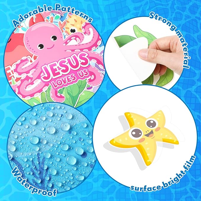 Dispowreath 74 Pcs Under the Sea Bulletin Board Set Jesus Christian Classroom Decoration Ocean Creatures Bulletin Board Cutouts for Religious Sea Animal Classroom Sunday School Decoration