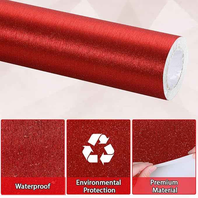 Qyeahkj 17in x 20ft Brushed Bulletin Board Paper Roll Bulletin Board Background Paper Fade Resistant Classroom Decoration Poster Art Craft Home Wall Education Decor Supplies Red