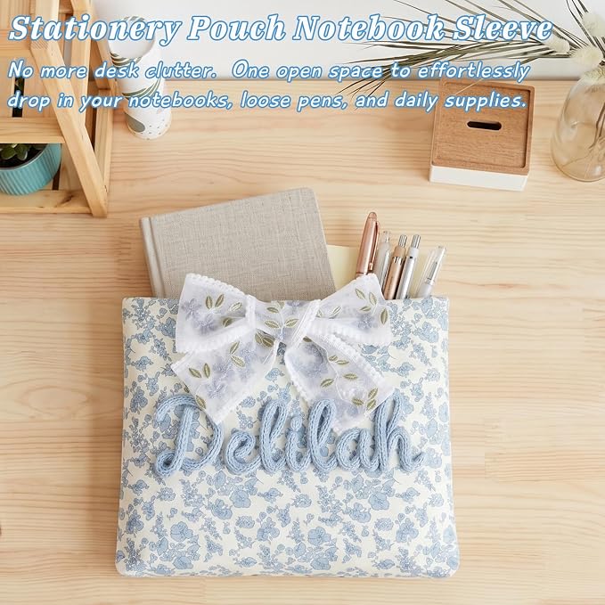 Personalized Quilted Bow Bible Sleeve Book Cover Case for Women - Custom 3D Embroidery Name Bible Carrying Case, Customized Bible Accessories Gift for Christians Women Girls Book Lovers (Style 01)