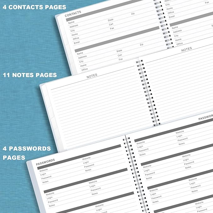 2026-2027 Monthly Planner - 2026-2027 Planner/Calendar - JUL 2026 - DEC 2027, 18-Month Planner with Tabs & Pocket & Label, Contacts and Passwords, 9" x 11", Thick Paper, Twin-Wire Binding - Grey by Artfan