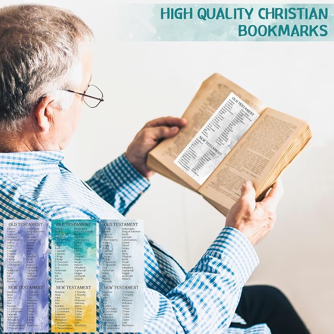 Motiskyy 100 PcsChristian Gifts for Fathers Day Bulk Books of The Bible Bookmarks 2.36 x 6 Inch Religious Christian Bookmarks Bulk Church Gifts for Prayers Church Men Women Mom Dad(Watercolor)