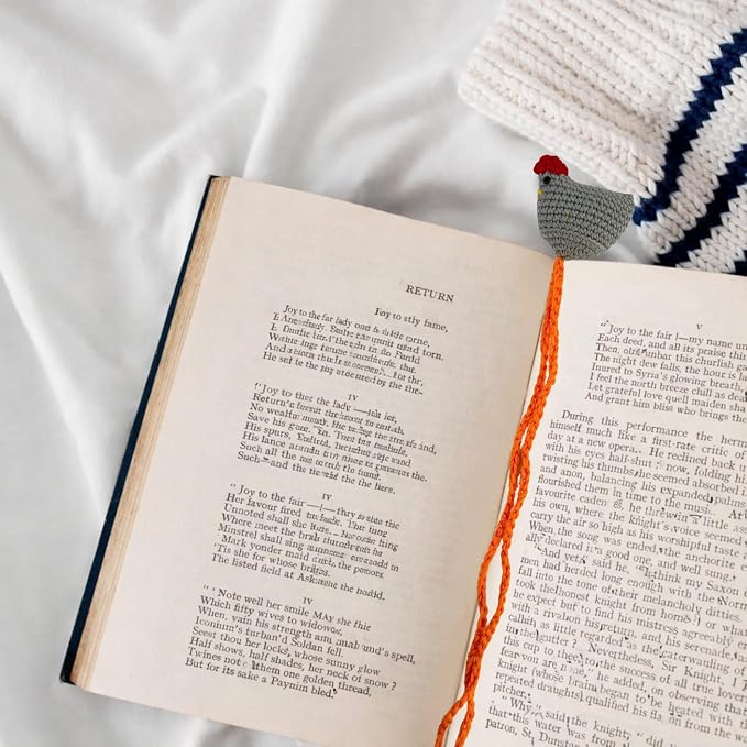 Handmade Chicken Bookmark Set of 4pcs Cute Crochet Gift for Book Lovers, Teacher Appreciation Present, Reading Accessory for Women, Teacher Gifts, Unique Farm Animal Lovers Idea, Mothers Day
