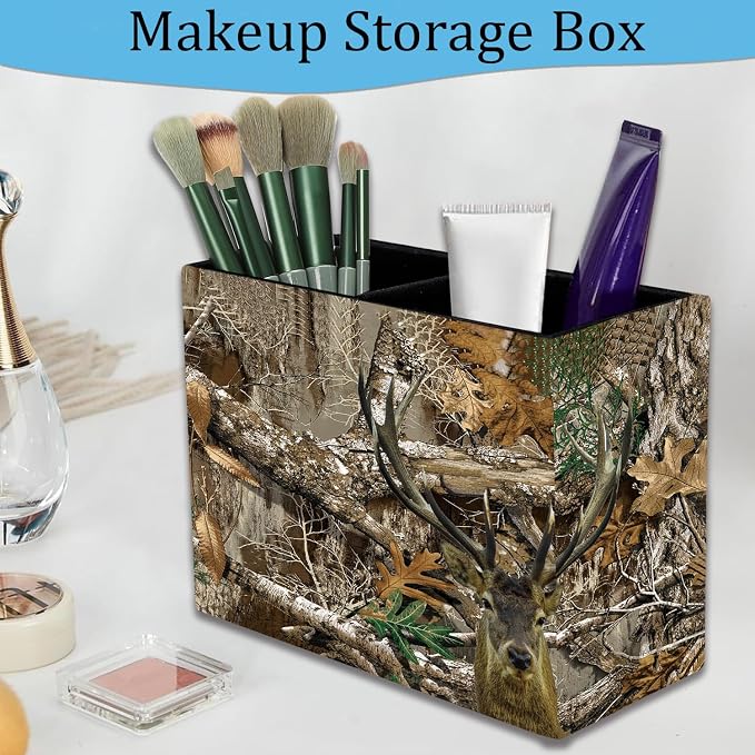 Pen Holder and Anti-Slip Mouse Pad Combination, Makeup Brush Storage Box, Tableware Storage Box, Suitable for Office and Home - Camouflage Giraffe