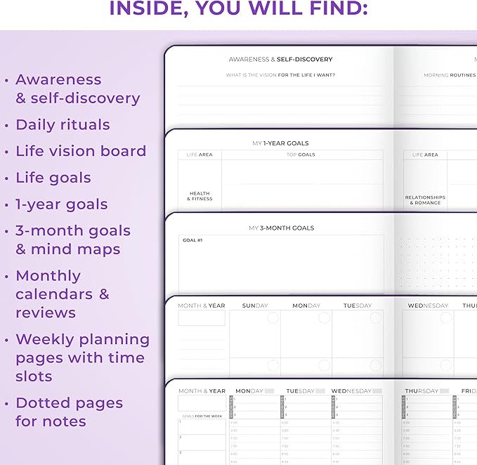 Clever Fox Planner Schedule – Undated Weekly & Monthly Life Planner with Time Slots, Appointment Book & Daily Organizer, A5 (Purple)