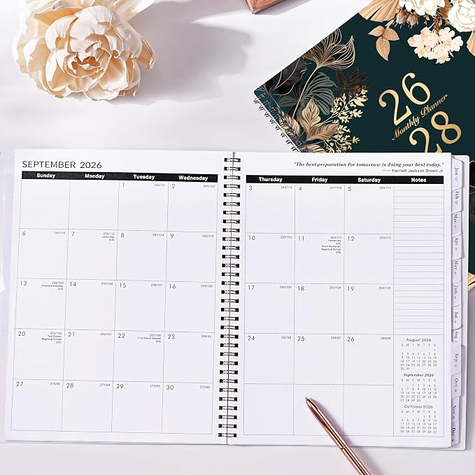2026-2028 Monthly Planner - July 2026 - June 2028, 2 Year Monthly Calendar 2026-2028, 9" × 11" Calendar Planner, 24 Months, Tabs, Back Pocket, Twin-Wire Binding, Note Pages