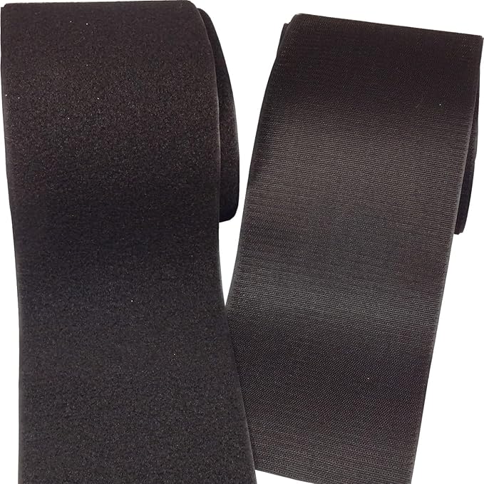 BlueDot Trading One Set of Hook & Loop Fastener Sew-On Style for use with Bags, Clothes, Costumes, Office, Home, or School, 6" Wide x 5 Yard Length, Black