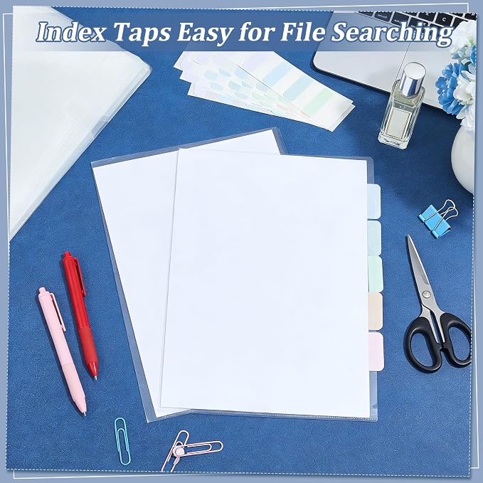 120PCS Clear Plastic Folders Document Protectors Sleeves Bulk with 120PCS Label Stickers Paper Filing Storage Organizes Folders for Office School Home Document Letter Protection, 7.9"X12"
