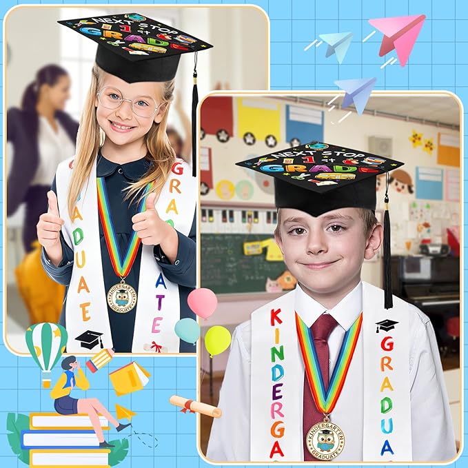 Kindergarten Graduation Cap Stole Medal Set, 2026 Preschool Kindergarten Graduation Gifts Party Supply for Boys Girls