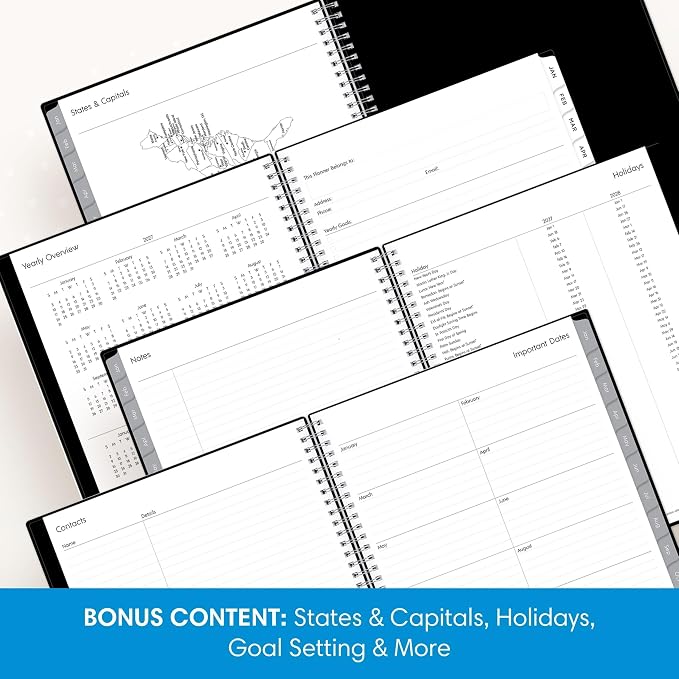 Blue Sky 2027 Weekly and Monthly Planner Calendar, Includes January 2027 - December 2027, 8.5" x 11", Flexible Cover, Wirebound, Laminated Tabs, Storage Pocket, Enterprise