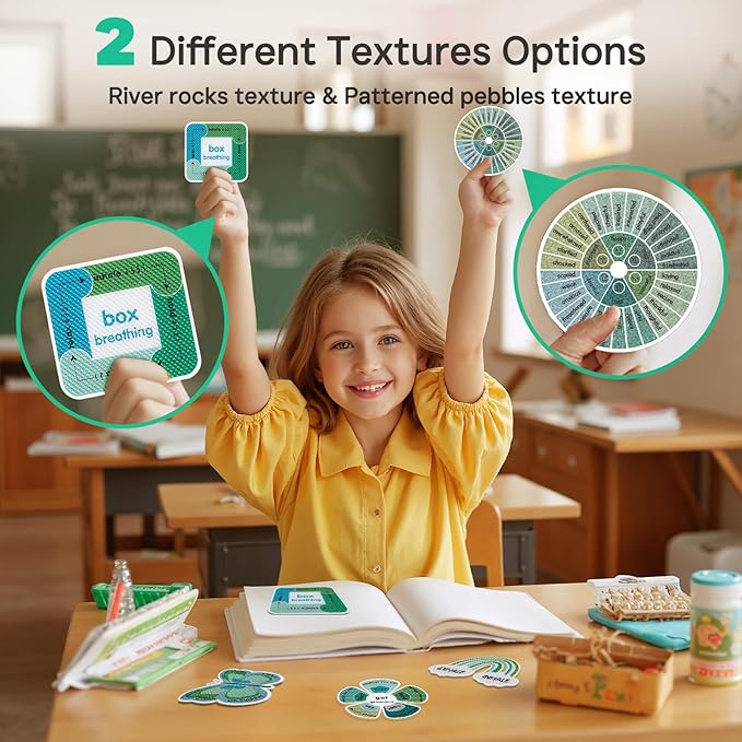 Mood Calming Sensory Stickers, 36PCS Textured Anxiety Strips for Kids Adults, Tactile Breathing Mindfulness Fidget Sticker for Classroom Office Desk