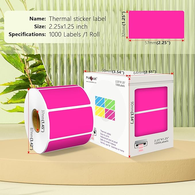 PARLAIM 2.25x1.25 Thermal Labels,1000 Labels Rectangular Direct Thermal Stickers Labels Roll Compatible Thermal Printer, Mailing Labels, Shipping Labels Self-Adhesive Direct Thermal Labels