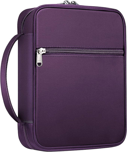 FINPAC Bible Cover, Carrying Book Case Church Bag Bible Protective with Handle and Zippered Pocket, Gift for Mother Lady Women Men, Maroon