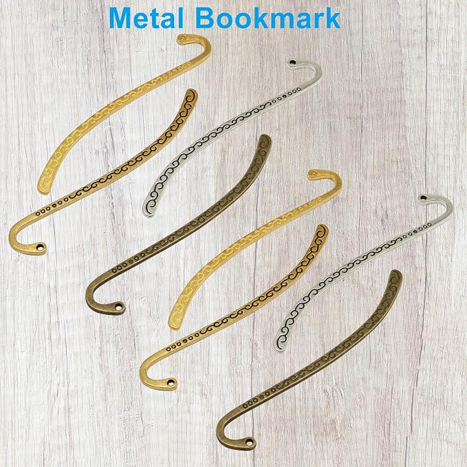 Elegant Metal Bookmarks - Colorful Vintage Carved Design with Loop for DIY Beading, Tassels & Hairpin, Gift for Readers, Writers & Book Lovers, Robust Alloy Rust-Free Book Markers (Set of 20)