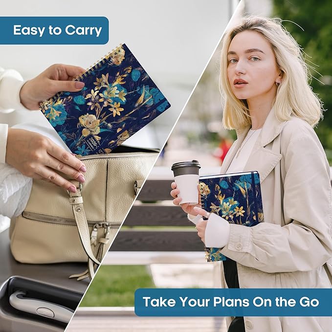 Academic Planner 2026-2027, Weekly and Monthly Calendar Book, July 2026 – June 2027, Hardcover Planner with Tabs, Perfect for Teachers, Students, Women & Men, A5 (6.4" x 8.5") - Turquoise Flowers