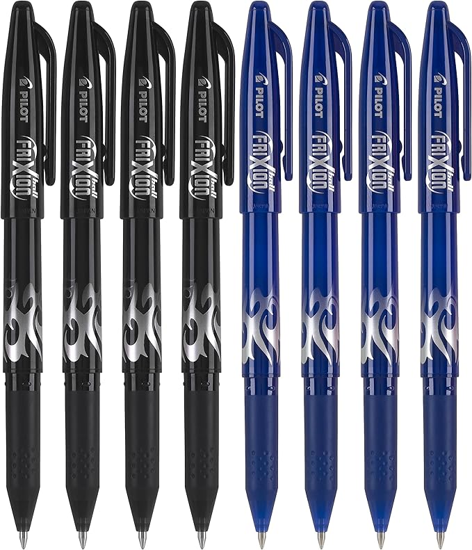 PILOT FriXion Ball Erasable & Refillable Gel Ink Stick Pens, Fine Point, Black & Blue Ink, 8-Pack