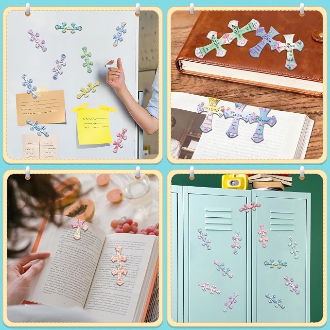 100Pack Magnetic Bookmarks Christian Bookmarks Bulk Cross Bible Bookmark for Reading Women Men Kids Teacher Book Lovers Gifts, Religious Magnet Bookmark Clips Cute Personalized Book Markers (Flower)