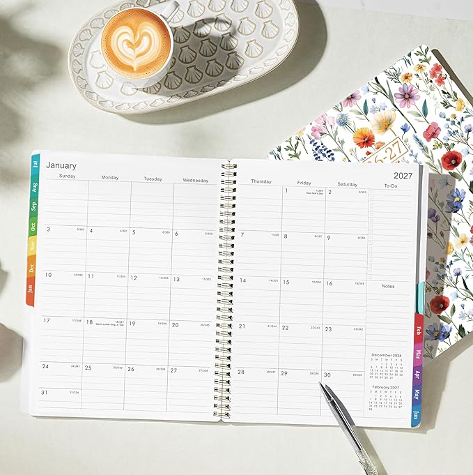 Planner 2026-2027 - Jul. 2026 - Jun. 2027, 8.5" x 11" Planner Weekly and Monthly, Calendar Planner 2026-2027 with 12 Monthly Tabs, Cardboard Cover, Back Pocket