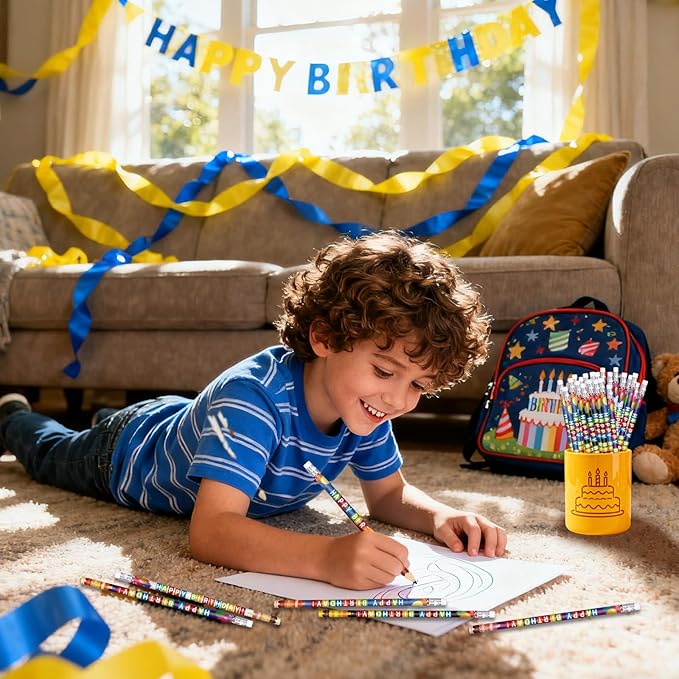 Birthday Pencils for Students Happy Birthday Pencil Bulk Colorful Wood Pencils Teacher Classroom Birthday Gifts Party Supplies (48)