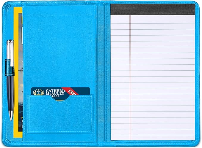 Padfolio Binder A5 Document Organizer with Refillable Lined Notepad, Junior Size Folder Portfolio for Men Women,Electric Blue