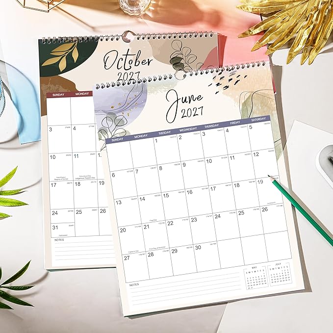 2027 Calendar - 2027 Wall Calendar, JAN 2027 - DEC 2027, 12 Monthly Calendar, 14.6'' x 11.4'', Wall calendar 2027 with Twin-Wire Binding + Hanging Hook + Julian Dates, Calendar for Organizing