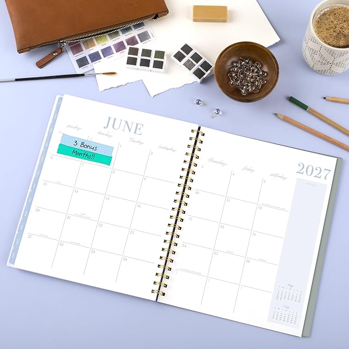 Cambridge Planner 2026-2027 Weekly & Monthly Academic 12-Month July-June, 8-1/2" x 11", Leah Bisch, Peony Field (LB51-905A)