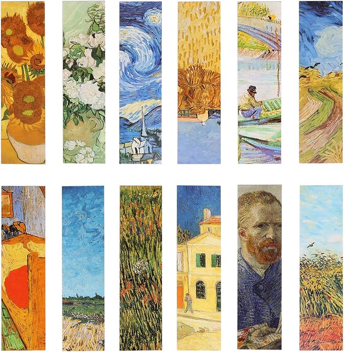 30PCs Paper Bookmarks for Women Men,Bookmarks Set for Book Lovers (Oil Painting)