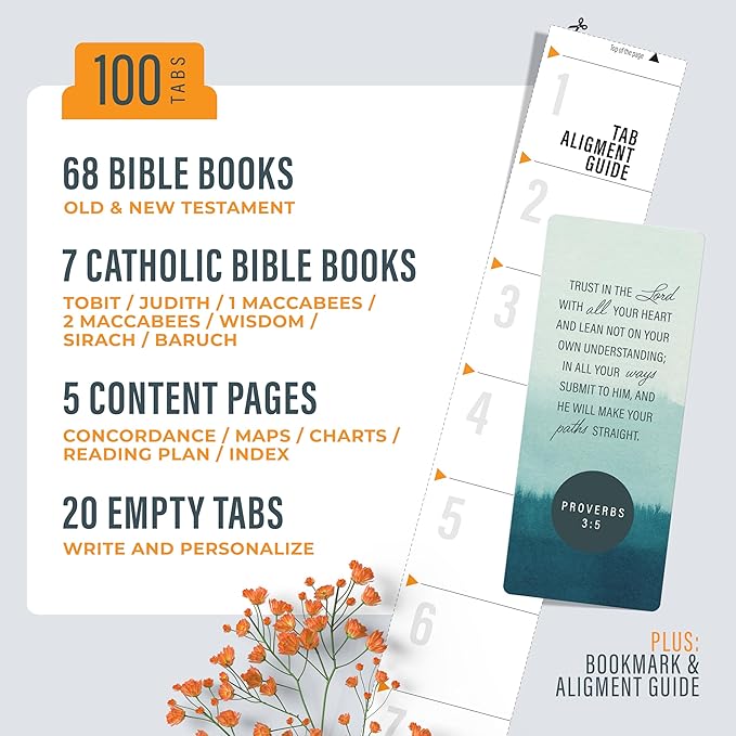 OFFILICIOUS Bible Book Tabs, 100 Soft-Touch, Laminated, Pink Bible Tabs, Cute Bible Accessories Tabs for Bible, Protestant & Catholic Bible Tabs Large Print, Blue Bible Tabs for Women & Men