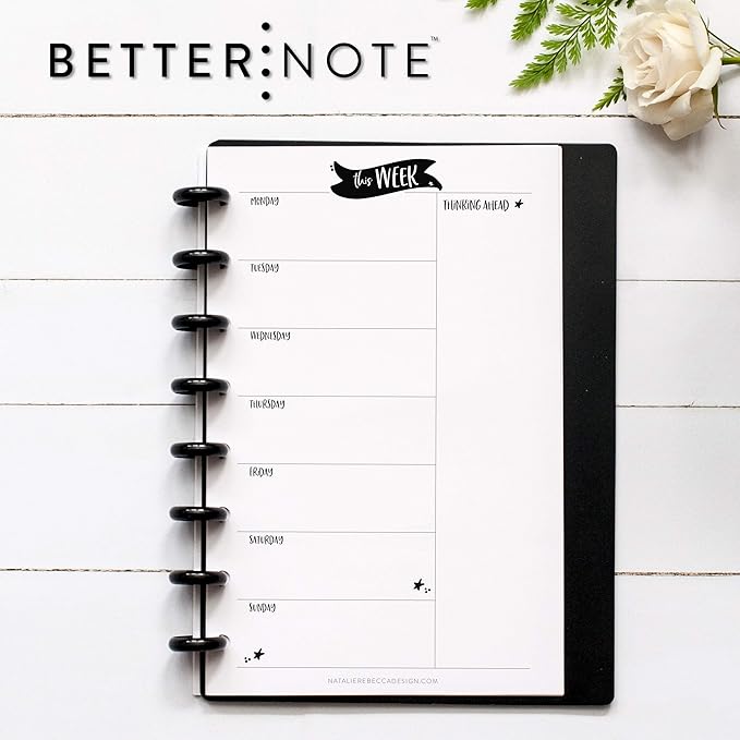 BetterNote This Week Refill Pages for Disc Notebooks, Fits Big Happy Planner, Levenger Circa, Staples Arc, Talia (Whimsy- 6 months, 8-Disc, 5.5"x8.5")