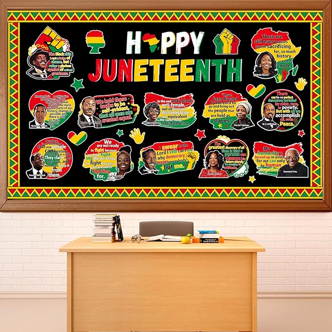 gisgfim Happy Juneteenth Bulletin Board Decorations 1865 African American Paper Cutouts Inspirational Black History Bulletin Board Set for Freedom Day Independence Day Wall Classroom Decor Supplies